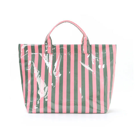 Borsa tote in PVC a righe, borsa a tracolla da viaggio e per pendolari di grande capacità |   Borsa Magnetica Leggera con Tasca Interna con Cerniera