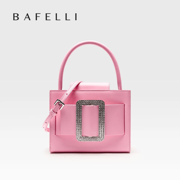 BAFELLI 2025 NUOVA MODA DA DONNA ROSA DA SORNO DA VENDERE BOXY BACCHETTO CASUAL BRANDE DI LUSSO DESIGNER IN PELLE TREND LADY