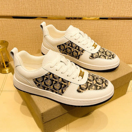 European New Shoes for Men Genuine Leather Patchwork Casual Shoes Trend Flat Skateboard Shoes Youth Cool Lace-up Sneakers