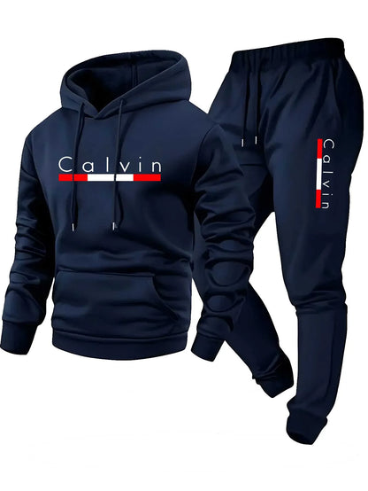 2025 Set di abbigliamento sportivo da jogging casual da uomo con cappuccio e pantaloni sportivi neri Giacca gommata Sport di moda Set invernale caldo da 2 pezzi