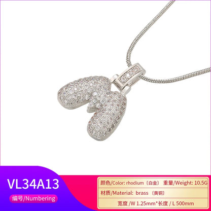 ZHUKOU Colore argento Bubble lettere iniziali collane 26 lettere pendenti collane per le donne Ottone CZ Gioielli all'ingrosso VL34