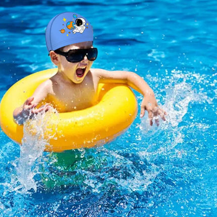 Cuffia da nuoto per bambini in tessuto PU cuffia da nuoto con turbante elastico per ragazzi e ragazze, comodi cappelli da bagno per piscina estensibili