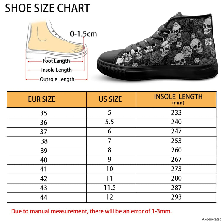 XIXIRIMIDO Red Canvas Sneakers Men New Canvas Sneakers Halloween Shoes Woman Comfortable High-Top Canvas Shoes Skull Pattern