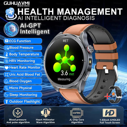 Nuovo Smartwatch 2026 per Analisi del Grasso Corporeo, ECG+PPG, Acido Urico, Pressione Sanguigna, Ossigeno nel Sangue, Orologio con Chiamate per Uomini e Donne platinumshop