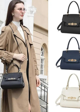 Miss Lulu WOMEN'S PU leather handbag elegant shoulder bag with anti-theft & detachable handles small PlatiNum