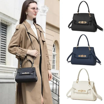 Miss Lulu WOMEN'S PU leather handbag elegant shoulder bag with anti-theft & detachable handles small PlatiNum