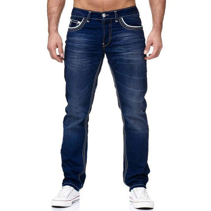 Straight Jeans Men Washed no hole Jean Spring Summer Boyfriend Jeans Streetwear Loose Cacual Designer Long Denim Pants Trousers PlatiNum