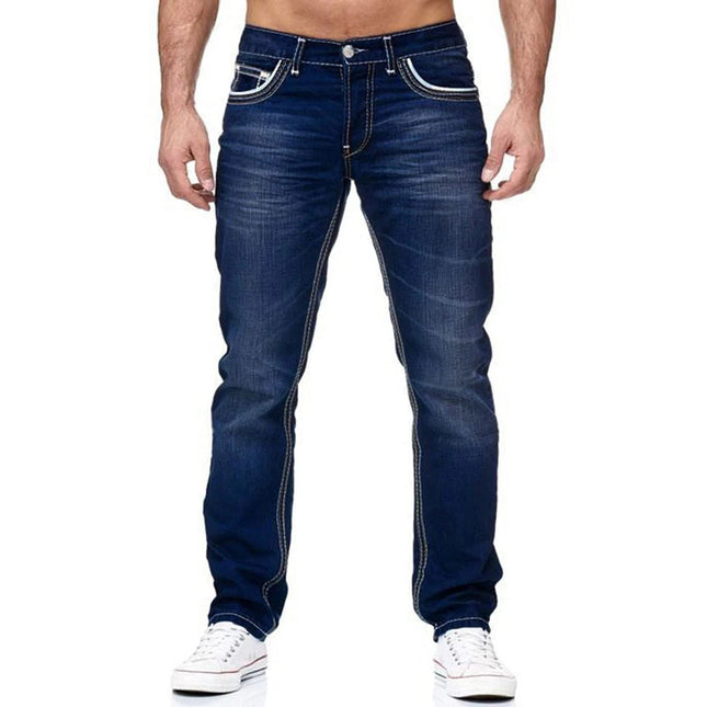Straight Jeans Men Washed no hole Jean Spring Summer Boyfriend Jeans Streetwear Loose Cacual Designer Long Denim Pants Trousers PlatiNum