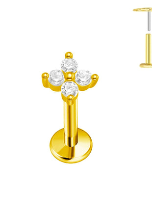 ASTM F136 G23 Orecchino a forma di cuore in titanio 16G 18G 20G Piercing senza filettatura Farfalla Push in Lip Stud Daith Labret Conch platinumshop