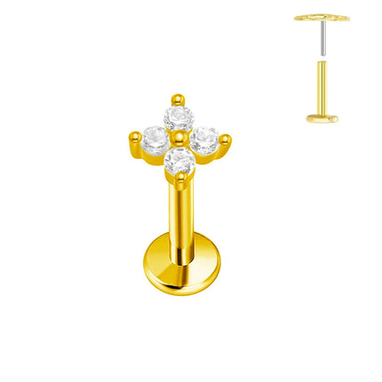 ASTM F136 G23 Orecchino a forma di cuore in titanio 16G 18G 20G Piercing senza filettatura Farfalla Push in Lip Stud Daith Labret Conch platinumshop