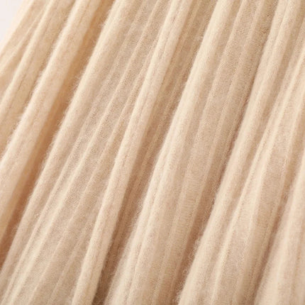 100% Pure Mink Pleated Skirts Women's Elastic High Waist Knitted Dress Fashion Joker Loose Big Swing Skirt Thick Umbrella Skirt PlatiNum