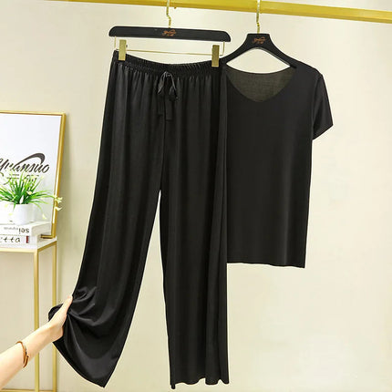 Completo due pezzi da donna: top e pantaloni. Set estivo due pezzi, abiti da donna per vacanze, nuova collezione 2026, pantaloni a gamba larga, eleganti e casual. platinumshop