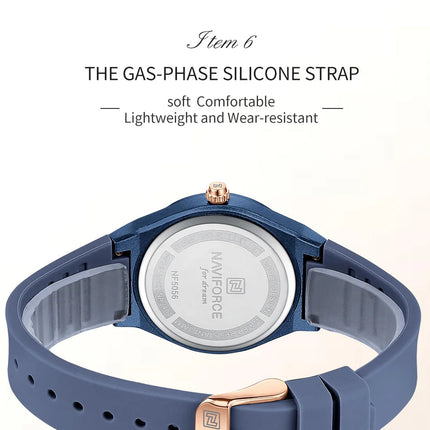 NAVIFORCE 2025 Orologi moda donna Orologio al quarzo Sport Cinturino in silicone Orologi da polso da donna Orologio semplice Regalo relogios feminino platinumshop
