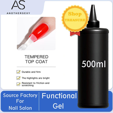 AS 500ml High Quality Nail Art Soak Off UV/LED No Wipe Top Coat Gel Polish Base Coat Without Sticky Layer Tempered TopCoat
