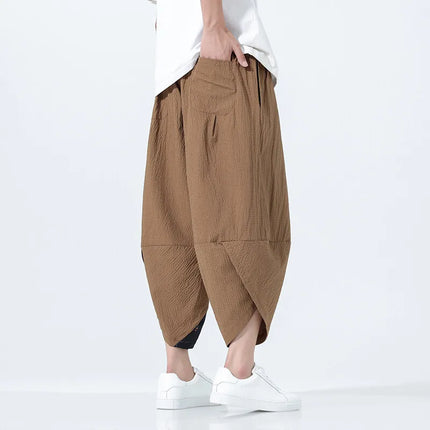 Pantaloncini estivi da uomo stile giapponese retrò comodi pantaloni da spiaggia traspiranti da uomo cintura elastica pantaloni casual Harun larghi e sottili