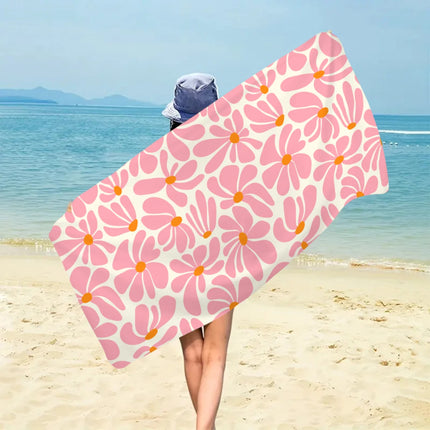 Asciugamano da spiaggia grande bohémien da 1 pezzo, telo da bagno stampato con fiori a righe, nuoto all'aperto, vacanze, telo da mare da campeggio