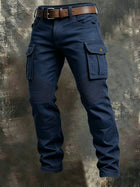 Men 100% Cotton Tactical Cargo Pants Multi‑Pocket Spliced Striped Trousers Spring Autumn Casual Outdoor Long Pants For Male