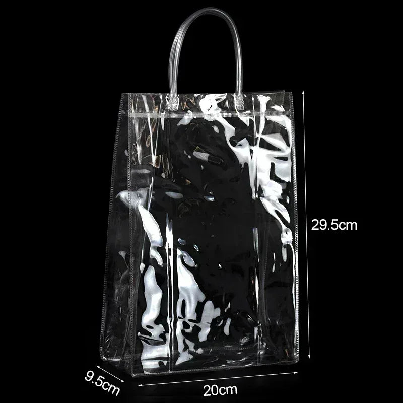 10/20Pcs Transparent Gift Bag with Handle Wedding Birthday Party Candy Gift Packaging Reusable Tote Bag Christmas Baby Shower - PlatiNum