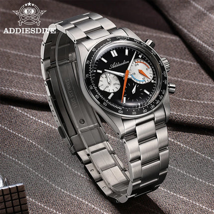 ADDIESDIVE 37mm Watch For Men Chronograph 10Bar Diver BGW9 Luminous Bubble Mirror Glass AD2539 Aluminum Ring VK63 Quartz Watches