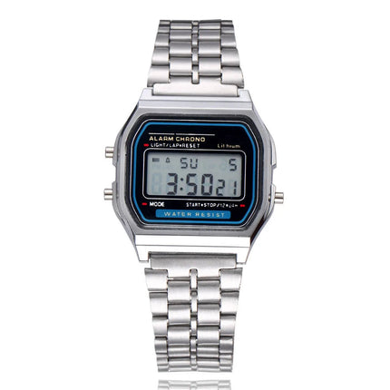 Elegante orologio digitale da donna Orologio da polso elettronico da donna d'affari in acciaio inossidabile oro argento Orologio da uomo Zegarek Damski platinumshop