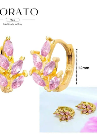 Lussuosa geometria 925 orecchio in argento sterling Ago rosa serie zircone orecchini a cerchio pendenti dolce moda regali di gioielli da sposa platinumshop