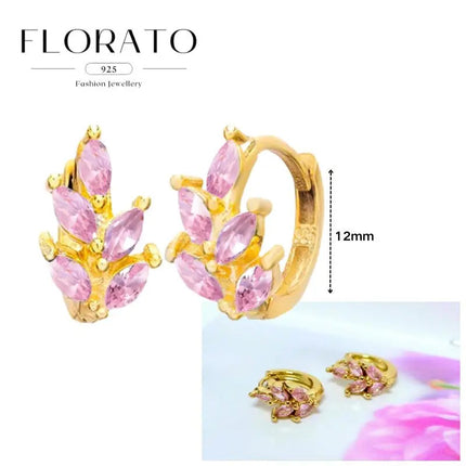 Lussuosa geometria 925 orecchio in argento sterling Ago rosa serie zircone orecchini a cerchio pendenti dolce moda regali di gioielli da sposa platinumshop