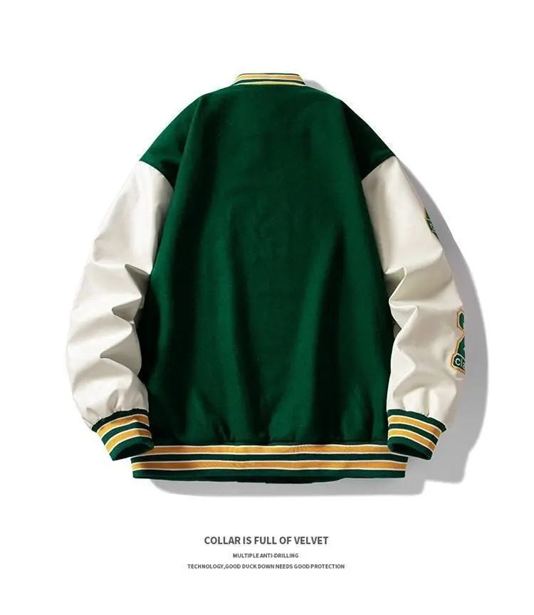 Men's Embroidered Jacket Baseball Jacket American Retro Couple Jacket Brown School Uniform Jacket Autumn Jacket Fashionable