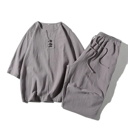 Stile giapponese Kimono T-shirt a maniche corte Pantaloni Due pezzi Top da uomo Pantaloni Abiti da uomo Giappone Harajuku Yukata Cardigan Costume