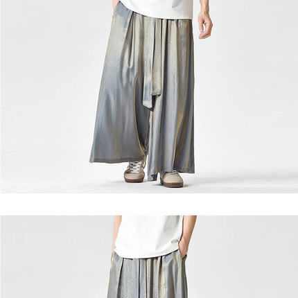 Pantaloni a gamba dritta Pantaloni a gamba larga floreali con superficie in raso retrò stile cinese Pantaloni casual larghi da uomo Comodi e traspiranti
