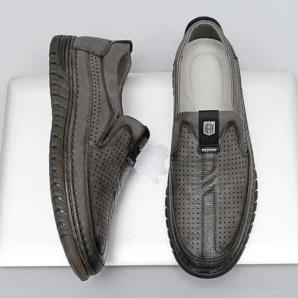 Scarpe estive in pelle traforata bianca scarpe Slip on da uomo in vera pelle scarpe Casual comode da uomo mocassini comodi da uomo