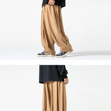 Pantaloni a Gamba Dritta da Uomo, Casual e alla Moda, con Vita Alta Elasticizzata, Stile Harajuku, Larghi, Streetwear, Taglie Fino a 5XL
