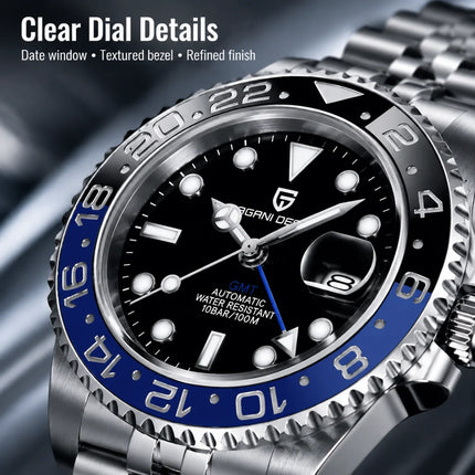 PAGANI DESIGN 2026 Nuovo Orologio Meccanico di Lusso da Uomo Batman 40MM GMT con Bracciale Jubilee, Vetro Zaffiro, Acciaio Inossidabile, Impermeabile, Automatico