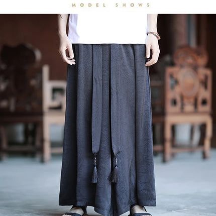 Pantaloni stile cinese da uomo nuovi pantaloni larghi casual in seta di ghiaccio a gamba larga pantaloni da uomo kimono alla moda retrò comodi e traspiranti