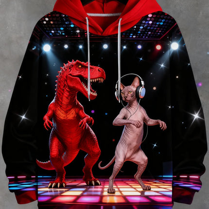 2026 Funny Dinosaur Cat Solider 3d Print Hoodies Men Women Fashion Oversized Hoodie Sweatshirt Animal Coat Sweats Mens Clothing
