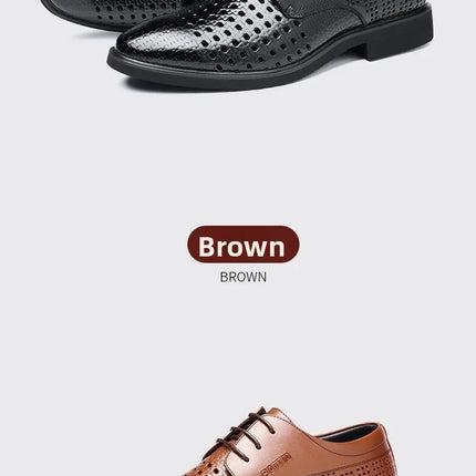 Sandali da uomo in pelle Pelle bovina traspirante Scava fuori Design Scarpe slip-on casual estive Comoda suola in gomma antiscivolo
