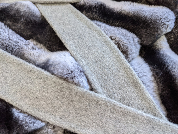 Women's Real Natural Rex Rabbit Fur long vest Chinchilla Color Waistcoat Furry Winter Warm Fluffy Vest Korean Length 90cm 240519
