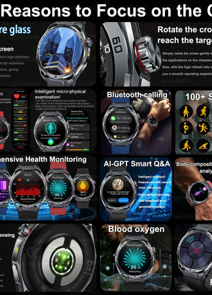 Nuovo Smartwatch 2026 con Analisi del Grasso Corporeo ECG+PPG, Acido Urico, Pressione Sanguigna, Ossigeno nel Sangue, Chiamate Bluetooth, Orologio Sportivo Intelligente per Uomini e Donne platinumshop