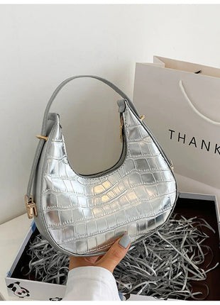 Fashion Stone Pattern Shoulder Bag Women'S Small Handle Underarm Bag Clutch Luxury Women'S Handbag Tote Bag Mini Dumpling Bag PlatiNum