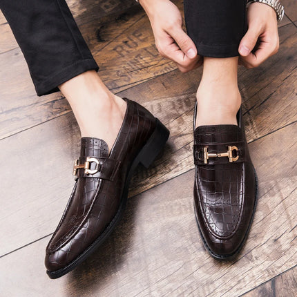 Scarpe Casual in Pelle da Uomo, Mocassini di Design con Fibbia Metallica, Scarpe Eleganti da Uomo per Affari, Nuove Scarpe di Lusso in Pelle