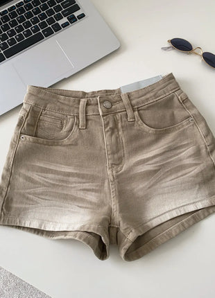 SINGREINY Pantaloncini in denim sfumato da donna, di alta qualità, estetici, casual, comodi, stile americano retrò, basici, da spiaggia