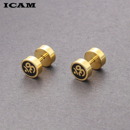 ICAM 1 paio di semplici manubri in acciaio inossidabile uomo/donna orecchini a bottone stile Punk moda acciaio 316L gioielli da uomo regalo 3 colori platinumshop