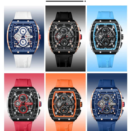 CURREN Orologio da uomo alla moda, marchio unico, design quadrato, lusso, nastro sportivo al quarzo, orologi da uomo impermeabili platinumshop