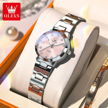 OLEVS Orologio da donna Elegante orologio al quarzo alla moda in acciaio inossidabile impermeabile luminoso da donna con confezione regalo Reloj 3735 platinumshop