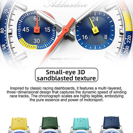 ADDIESDIVE HOT 38mm Men's Watch AD2549 BGW9 Super Luminous Fluorocarbon Rubber 10Bar Waterproof 0S21 Chronograph Quartz Watches