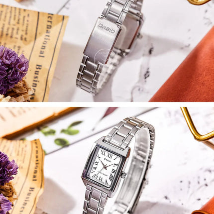 Orologio Casio da donna set di lusso delle migliori marche Orologio da donna al quarzo impermeabile 30 m Forma tonneau Acciaio inossidabile Ste reloj mujer LTP-V007D- platinumshop