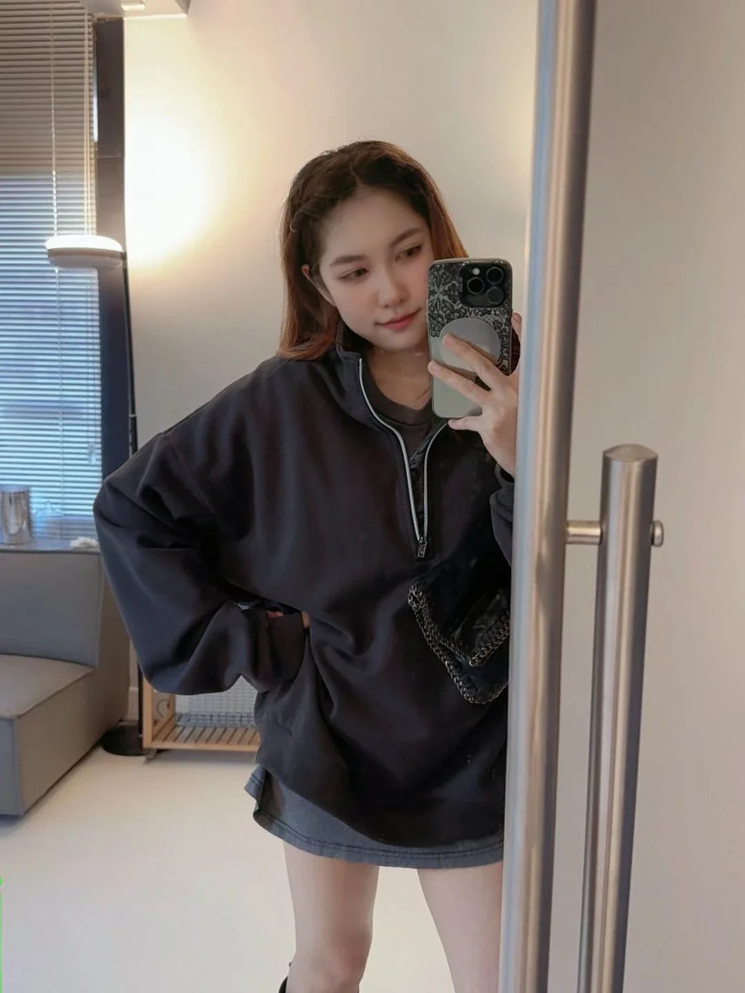 Unisex Winter Fleece Sweatshirt Thick Warm Stand Collar Zip Jacket Loose Fit Sport Top Casual Fitnes Outerwear for Men and Women