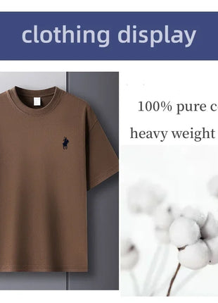 T-shirt homme col rond manches courtes 100 % pur coton, vente chaude, marque de luxe, été, broderie exquise, poney, haut respirant