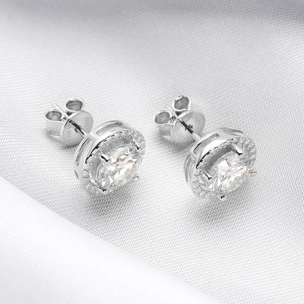 Smyoue 2CT Certified Moissanite Stud Earrings for Women Platinum Plating Sterling Silver Diamond Ear Studs Wedding Fine Jewelry PlatiNum