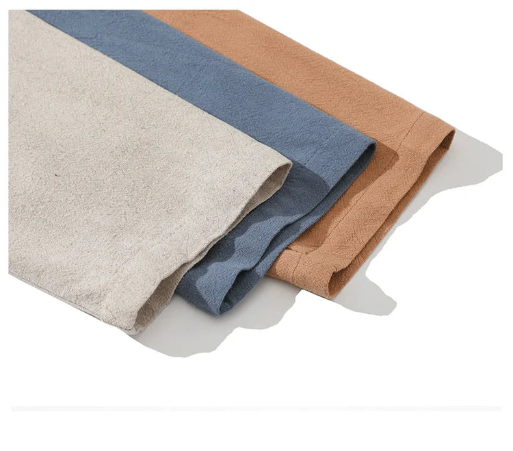 2025 Autunno Uomo Baggy Bello Fresco Trench Stile Cinese Mantello Camicie Moda Casual Lino Irregolar