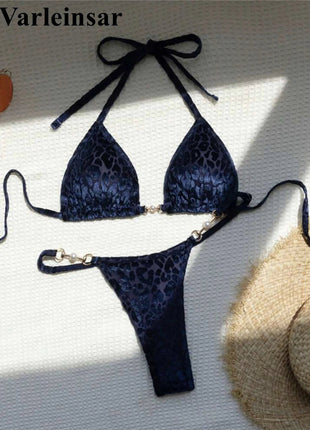 S-XL Leopard Halter Mini Micro Perizoma Bikini Donna Costumi da bagno Costume da bagno femminile Bikini a due pezzi Bagnante Costume da bagno Swim V5207 platinumshop